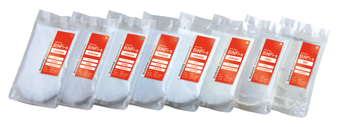 Biomass Nanofiber Samples from Sugino's line of BiNFi-S nanofibers from cellulose, chitin, and chitosan